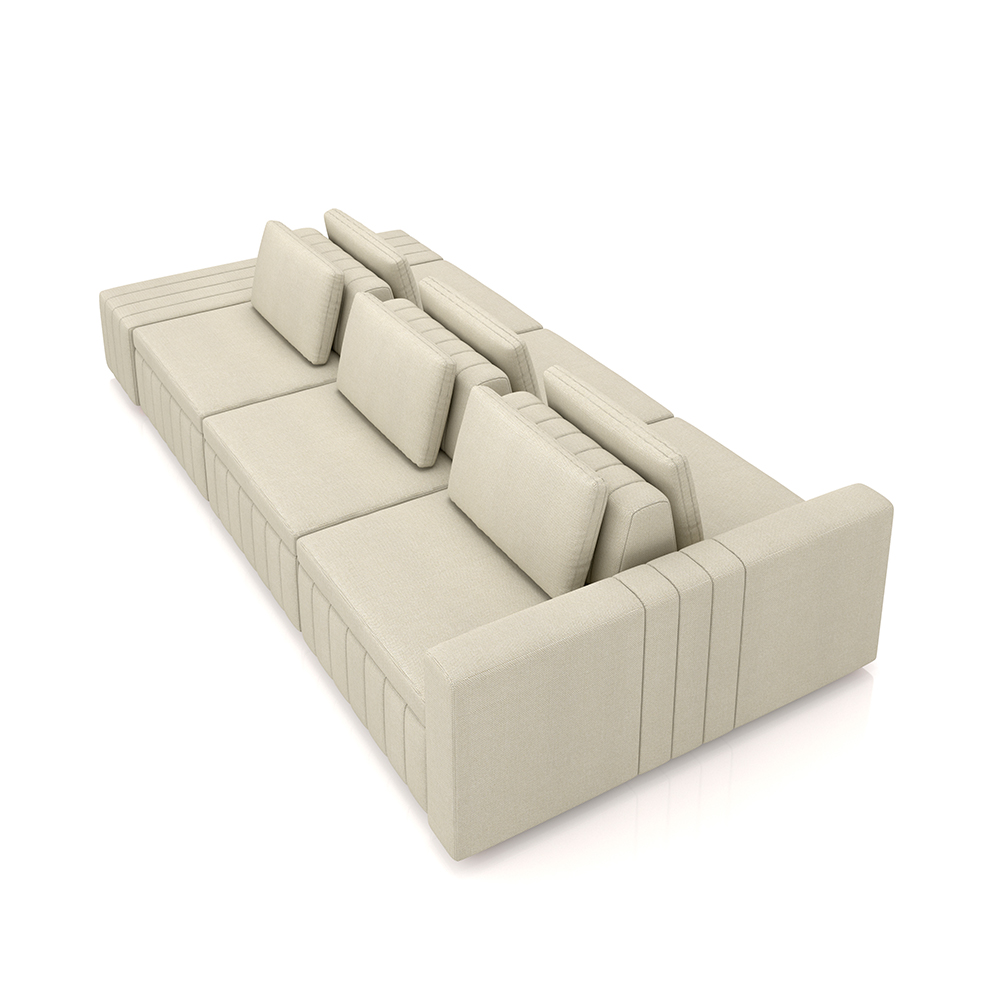 Sofá Ilha com Encosto e Almofadas Móveis Olimpo 335cm Modulado Linho Bege G45 - Gran Belo
