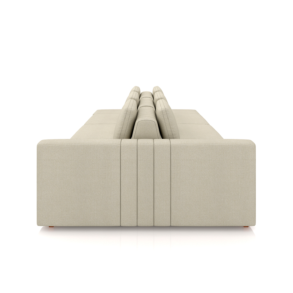Sofá Ilha com Encosto e Almofadas Móveis Olimpo 335cm Modulado Linho Bege G45 - Gran Belo