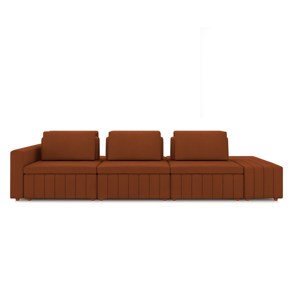 Sofá Ilha com Encosto e Almofadas Móveis Olimpo 335cm Modulado Linho Terracota G45 - Gran Belo