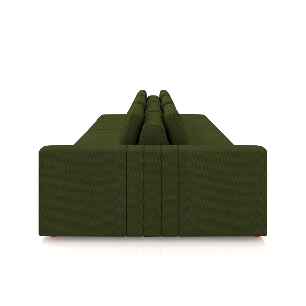 Sofá Ilha com Encosto e Almofadas Móveis Olimpo 335cm Modulado Linho Verde G45 - Gran Belo