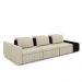 Sofá Ilha com Encosto e Almofadas Móveis Olimpo 335cm Modulado Linho/PU Bege/Preto G45 - Gran Belo