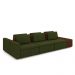 Sofá Ilha com Encosto e Almofadas Móveis Olimpo 335cm Modulado Linho/PU Verde/Marrom G45 - Gran Belo