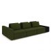 Sofá Ilha com Encosto e Almofadas Móveis Olimpo 335cm Modulado Linho/PU Verde/Preto G45 - Gran Belo
