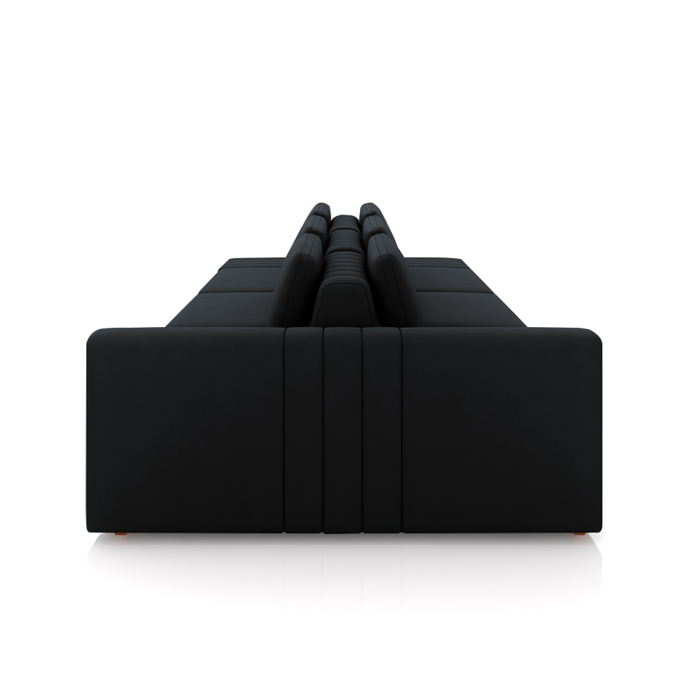 Sofá Ilha com Encosto e Almofadas Móveis Olimpo 335cm Modulado Veludo Preto G45 - Gran Belo