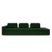 Sofá Ilha com Encosto e Almofadas Móveis Olimpo 335cm Modulado Veludo Verde G45 - Gran Belo