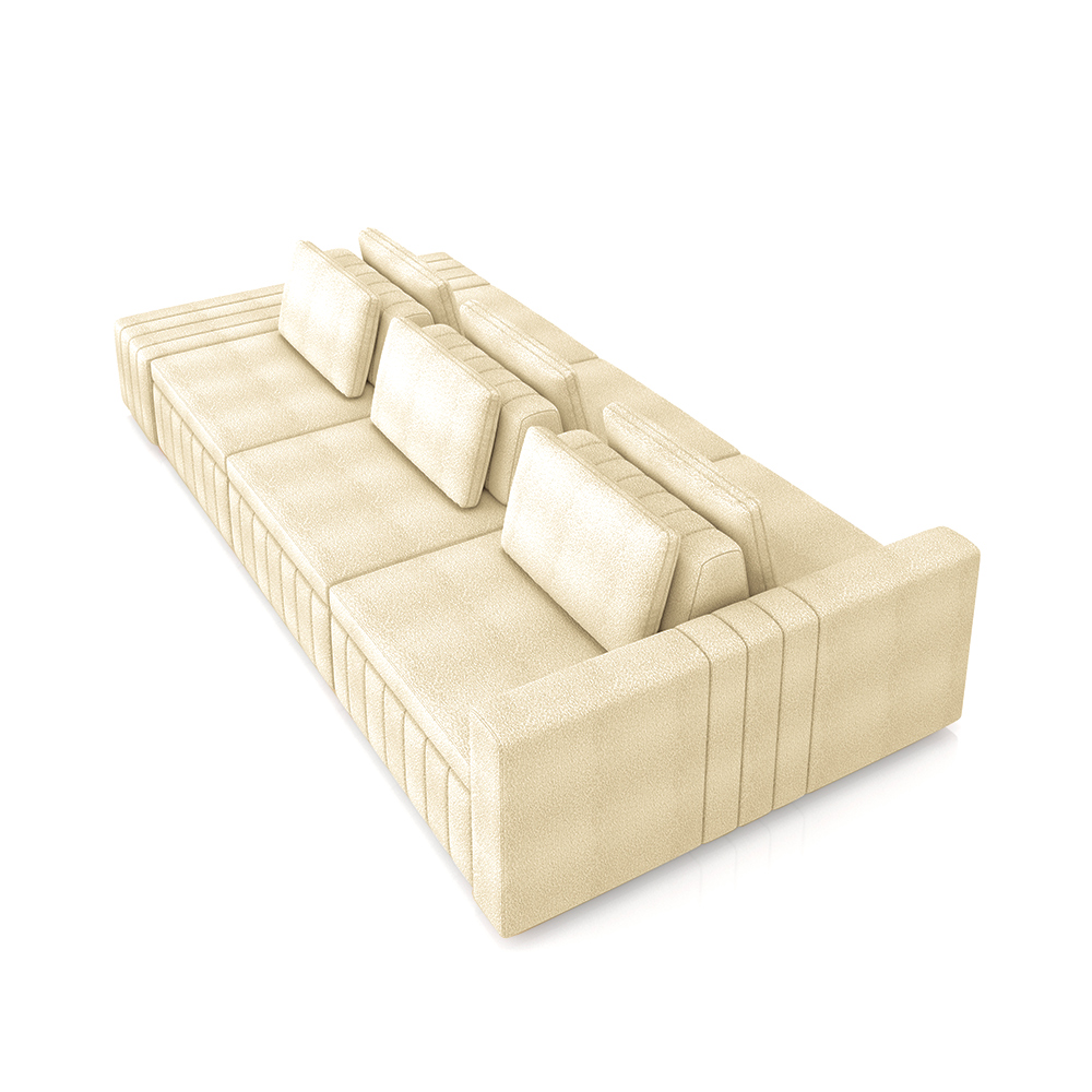 Sofá Ilha com Encosto e Almofadas Móveis Olimpo 365cm Modulado Bouclê Bege G45 - Gran Belo