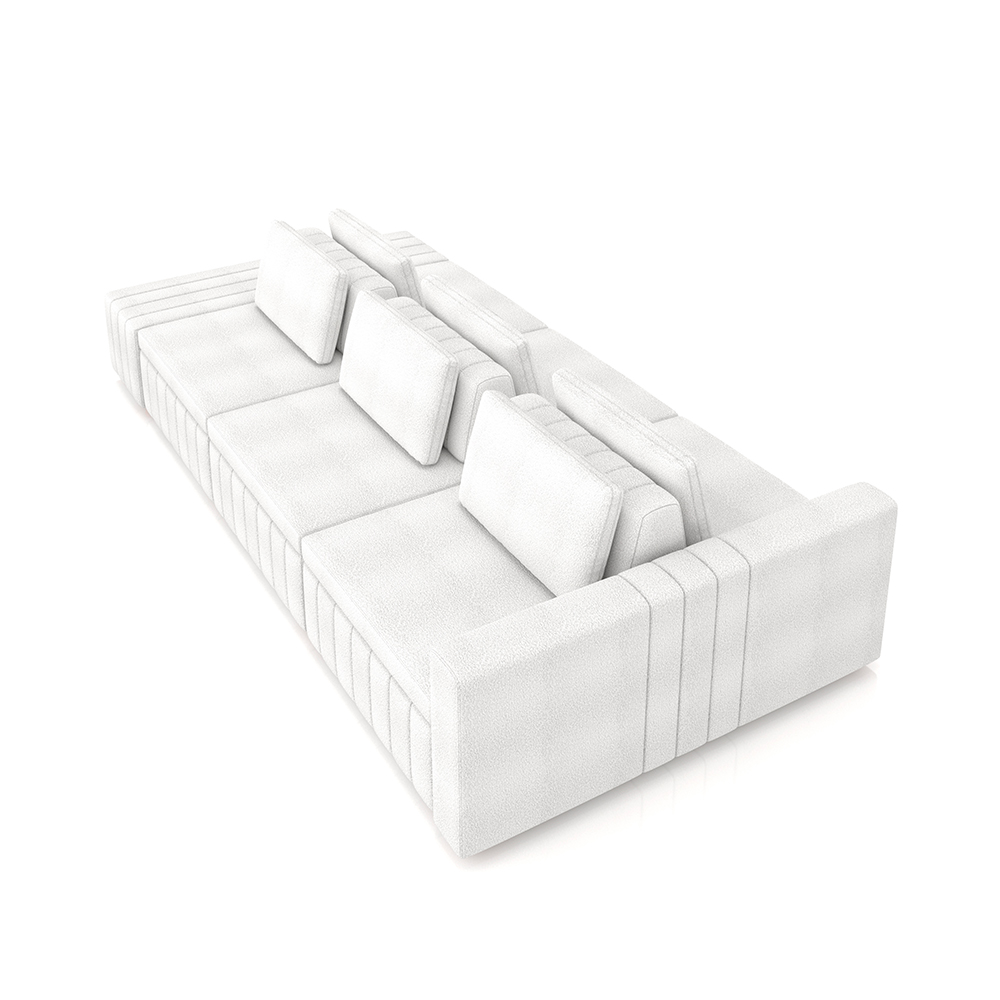 Sofá Ilha com Encosto e Almofadas Móveis Olimpo 365cm Modulado Bouclê Branco G45 - Gran Belo