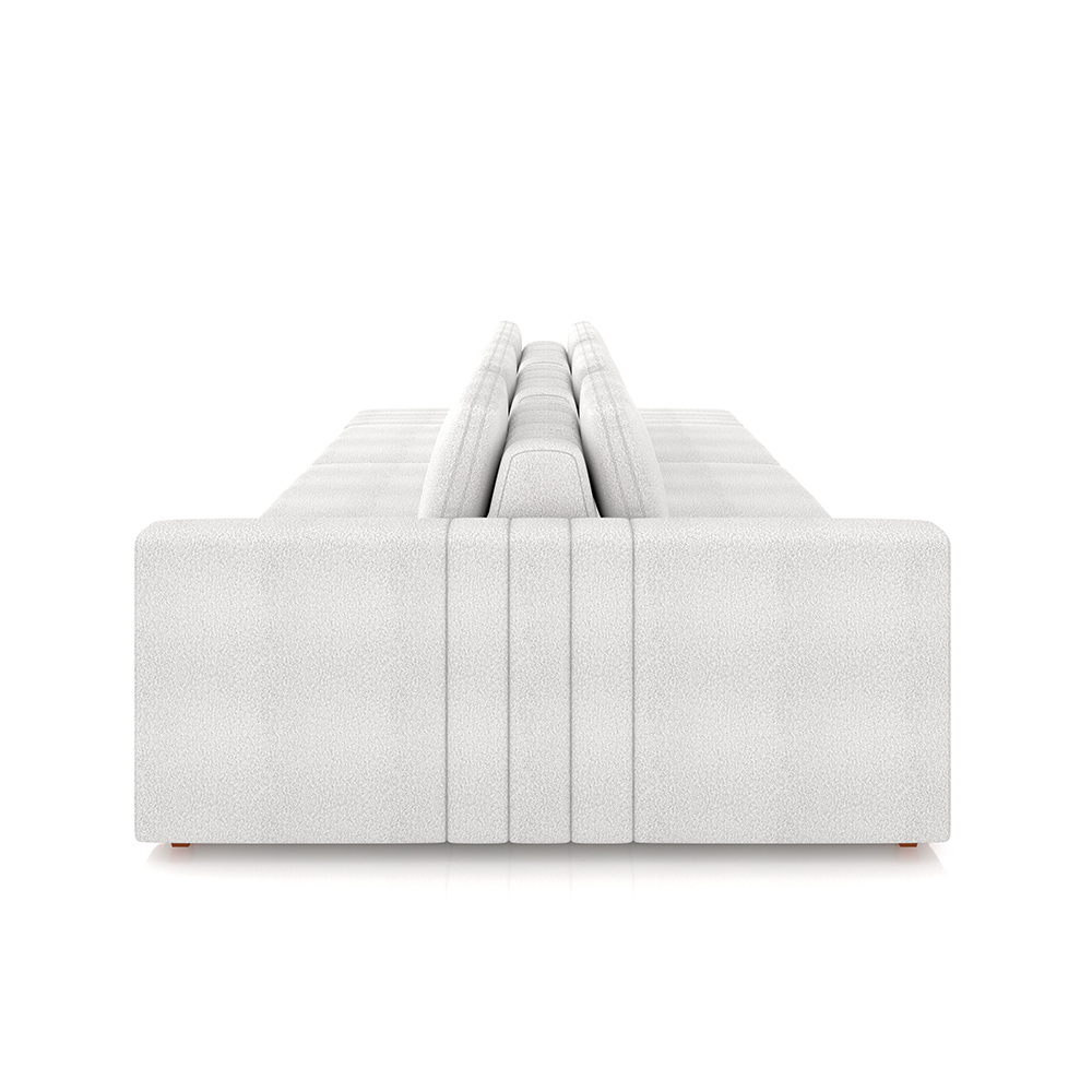 Sofá Ilha com Encosto e Almofadas Móveis Olimpo 365cm Modulado Bouclê Branco G45 - Gran Belo
