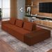 Sofá Ilha com Encosto e Almofadas Móveis Olimpo 365cm Modulado Linho/PU Terracota/Marrom G45 - Gran Belo