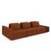 Sofá Ilha com Encosto e Almofadas Móveis Olimpo 365cm Modulado Linho/PU Terracota/Marrom G45 - Gran Belo