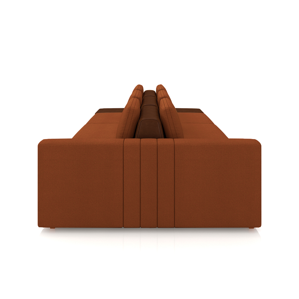 Sofá Ilha com Encosto e Almofadas Móveis Olimpo 365cm Modulado Linho/PU Terracota/Marrom G45 - Gran Belo