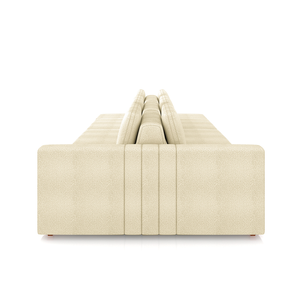 Sofá Ilha com Encosto e Almofadas Móveis Olimpo 395cm Modulado Bouclê Off White G45 - Gran Belo