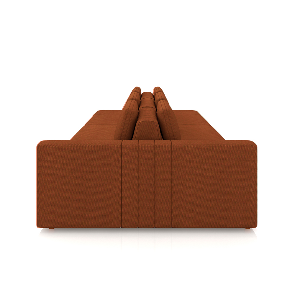 Sofá Ilha com Encosto e Almofadas Móveis Olimpo 395cm Modulado Linho Terracota G45 - Gran Belo
