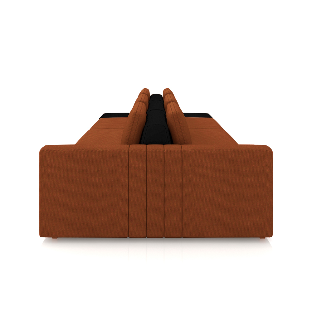 Sofá Ilha com Encosto e Almofadas Móveis Olimpo 395cm Modulado Linho/PU Terracota/Preto G45 - Gran Belo