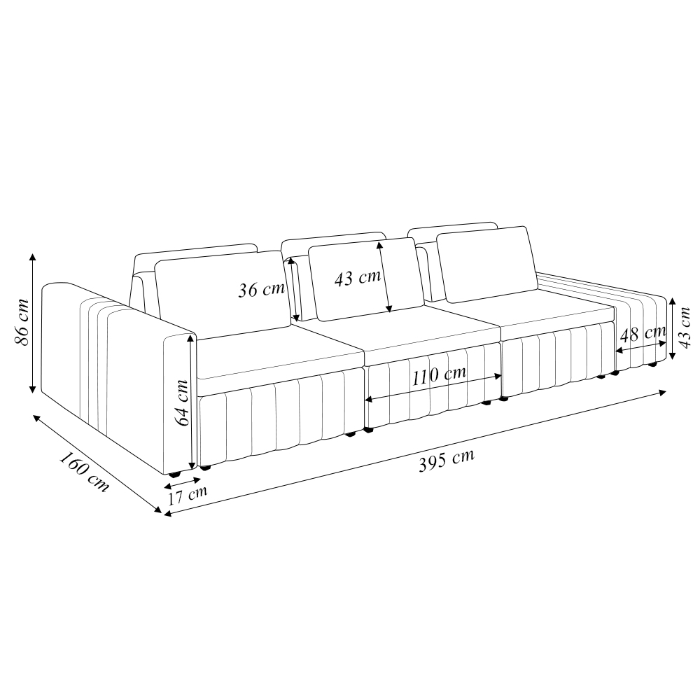 Sofá Ilha com Encosto e Almofadas Móveis Olimpo 395cm Modulado Linho/PU Verde/Caramelo G45 - Gran Belo