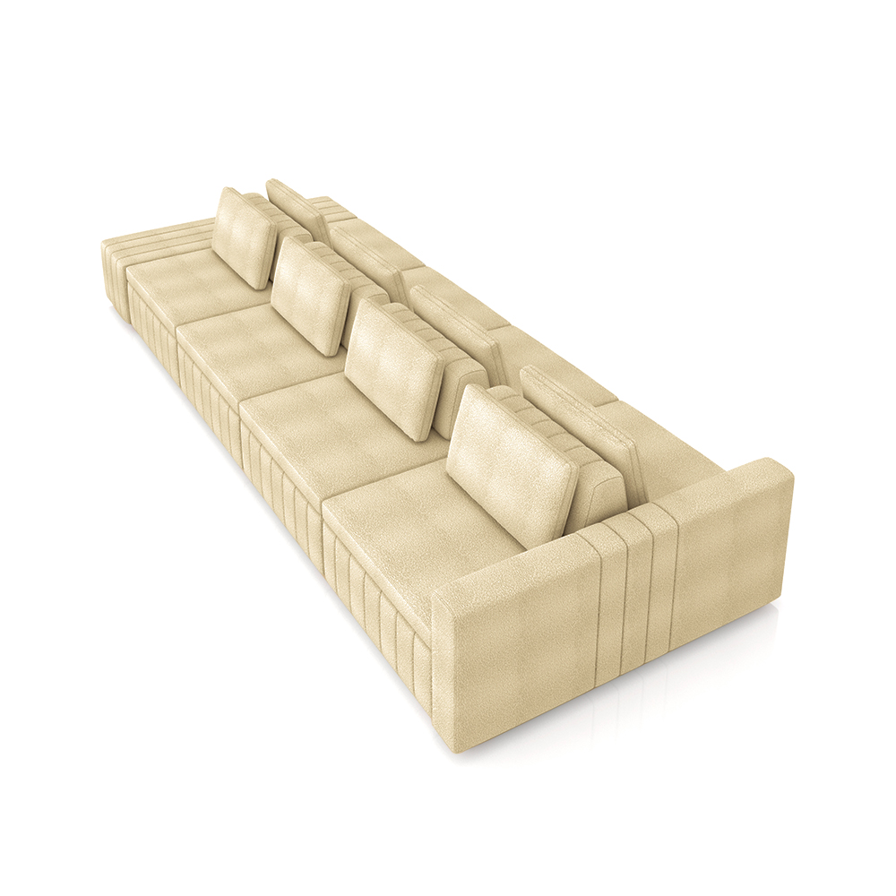 Sofá Ilha com Encosto e Almofadas Móveis Olimpo 425cm Modulado Bouclê Bege G45 - Gran Belo