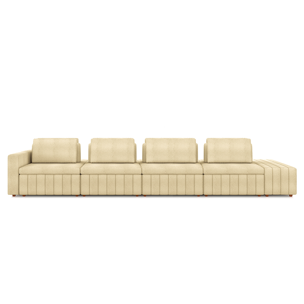 Sofá Ilha com Encosto e Almofadas Móveis Olimpo 425cm Modulado Bouclê Bege G45 - Gran Belo