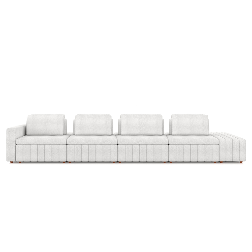 Sofá Ilha com Encosto e Almofadas Móveis Olimpo 425cm Modulado Bouclê Branco G45 - Gran Belo