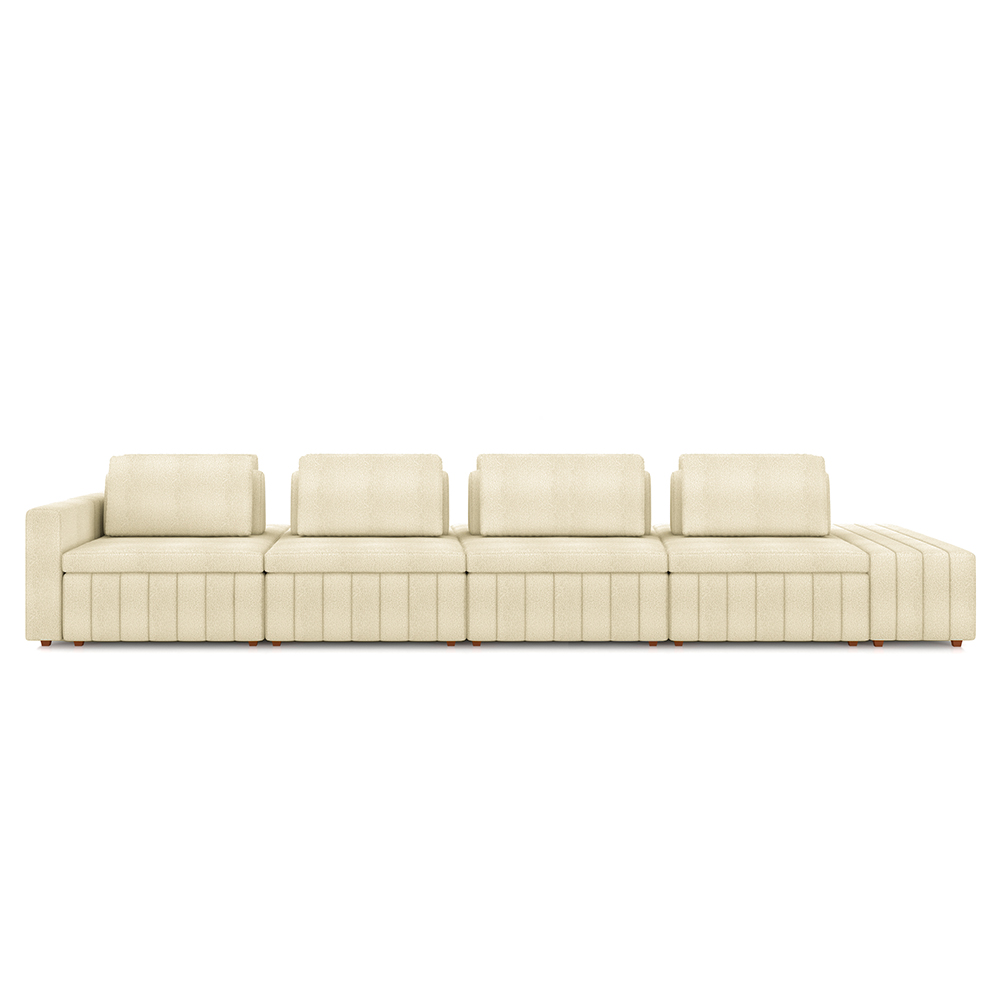 Sofá Ilha com Encosto e Almofadas Móveis Olimpo 425cm Modulado Bouclê Off White G45 - Gran Belo