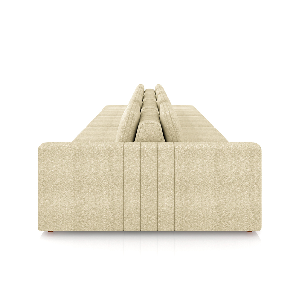 Sofá Ilha com Encosto e Almofadas Móveis Olimpo 425cm Modulado Bouclê Off White G45 - Gran Belo
