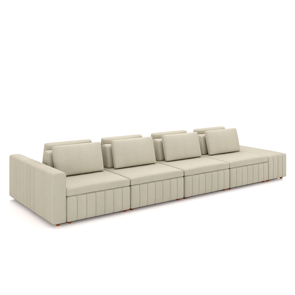 Sofá Ilha com Encosto e Almofadas Móveis Olimpo 425cm Modulado Linho Bege G45 - Gran Belo