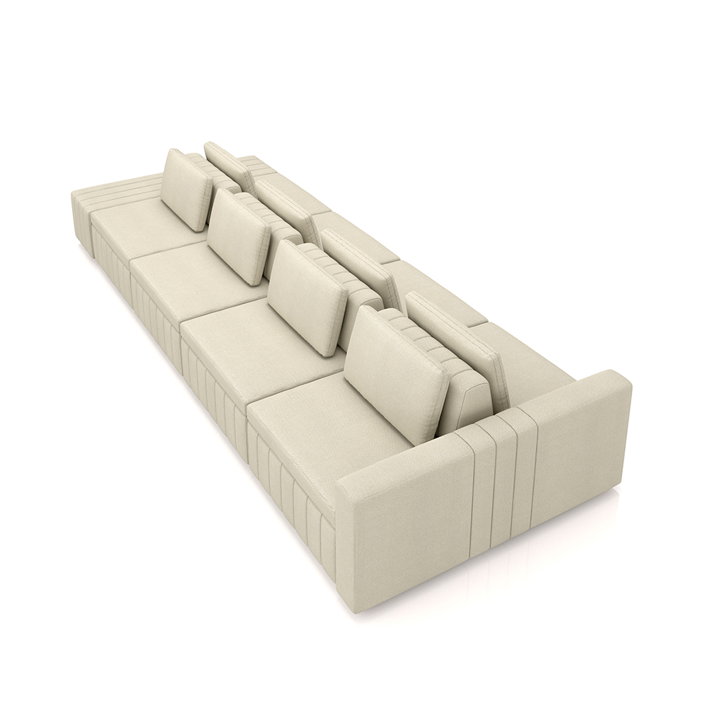 Sofá Ilha com Encosto e Almofadas Móveis Olimpo 425cm Modulado Linho Bege G45 - Gran Belo