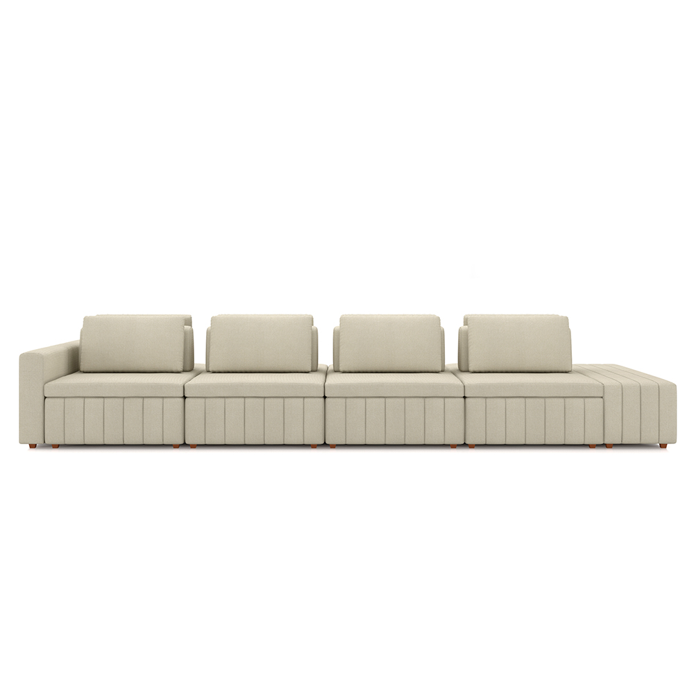 Sofá Ilha com Encosto e Almofadas Móveis Olimpo 425cm Modulado Linho Bege G45 - Gran Belo