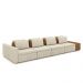 Sofá Ilha com Encosto e Almofadas Móveis Olimpo 425cm Modulado Linho/PU Bege/Caramelo G45 - Gran Belo