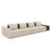 Sofá Ilha com Encosto e Almofadas Móveis Olimpo 425cm Modulado Linho/PU Bege/Marrom G45 - Gran Belo