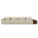 Sofá Ilha com Encosto e Almofadas Móveis Olimpo 425cm Modulado Linho/PU Bege/Marrom G45 - Gran Belo