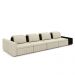 Sofá Ilha com Encosto e Almofadas Móveis Olimpo 425cm Modulado Linho/PU Bege/Preto G45 - Gran Belo