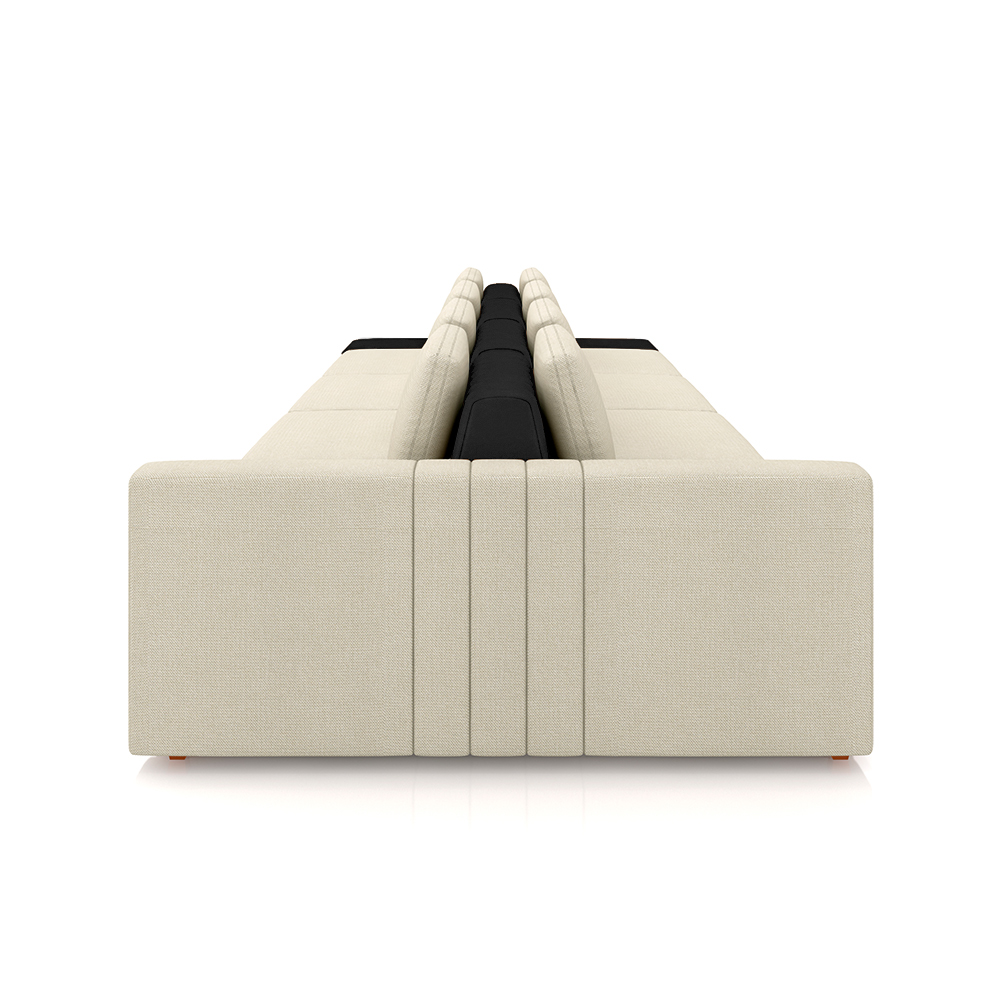 Sofá Ilha com Encosto e Almofadas Móveis Olimpo 425cm Modulado Linho/PU Bege/Preto G45 - Gran Belo