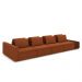 Sofá Ilha com Encosto e Almofadas Móveis Olimpo 425cm Modulado Linho/PU Terracota/Marrom G45 - Gran Belo