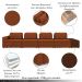 Sofá Ilha com Encosto e Almofadas Móveis Olimpo 425cm Modulado Linho/PU Terracota/Marrom G45 - Gran Belo