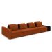 Sofá Ilha com Encosto e Almofadas Móveis Olimpo 425cm Modulado Linho/PU Terracota/Preto G45 - Gran Belo