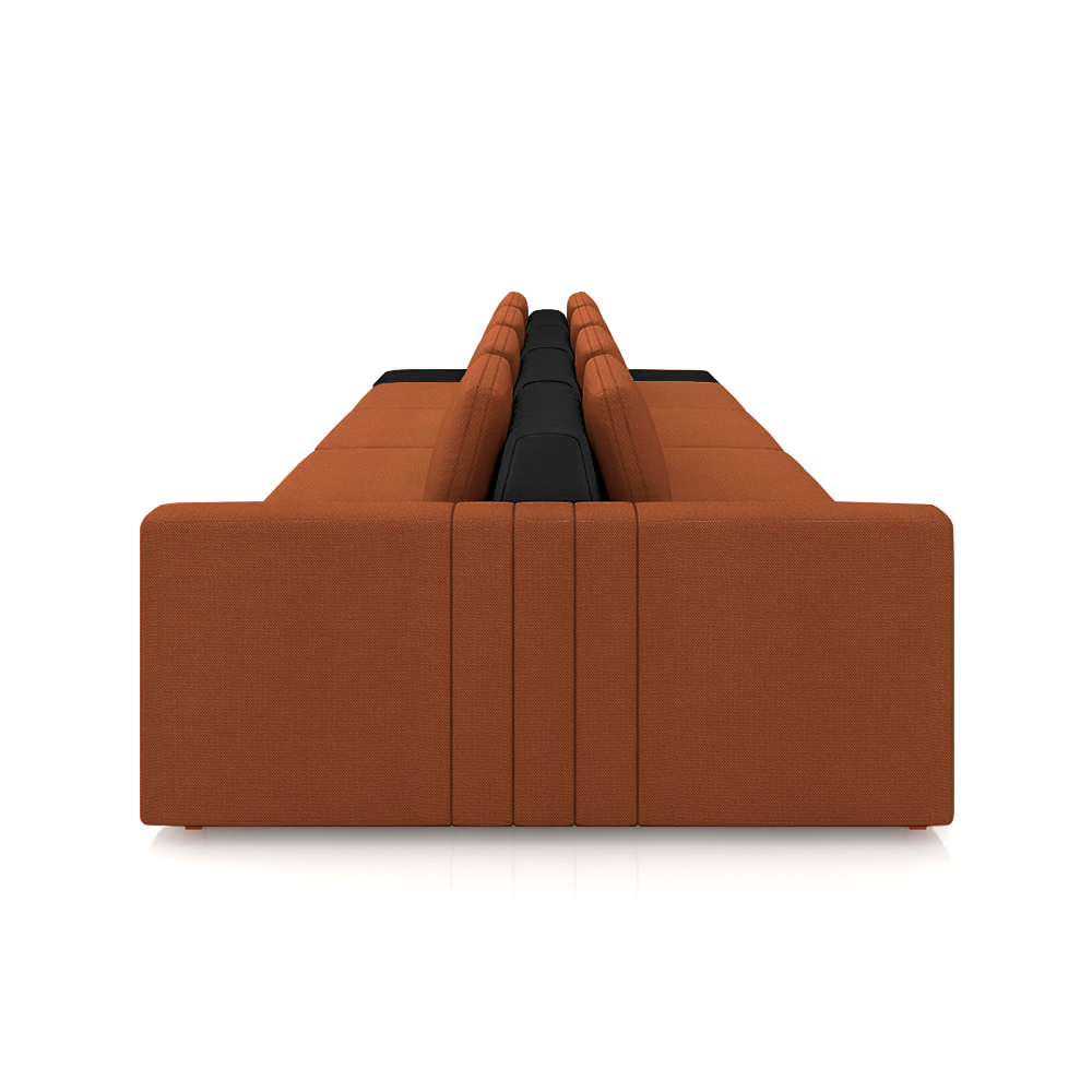 Sofá Ilha com Encosto e Almofadas Móveis Olimpo 425cm Modulado Linho/PU Terracota/Preto G45 - Gran Belo