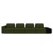 Sofá Ilha com Encosto e Almofadas Móveis Olimpo 425cm Modulado Linho/PU Verde/Preto G45 - Gran Belo