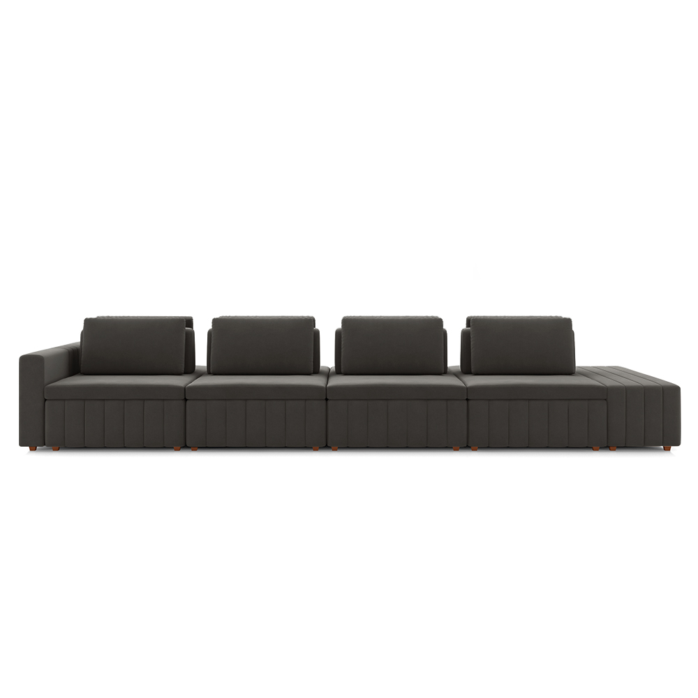 Sofá Ilha com Encosto e Almofadas Móveis Olimpo 425cm Modulado Veludo Grafite G45 - Gran Belo