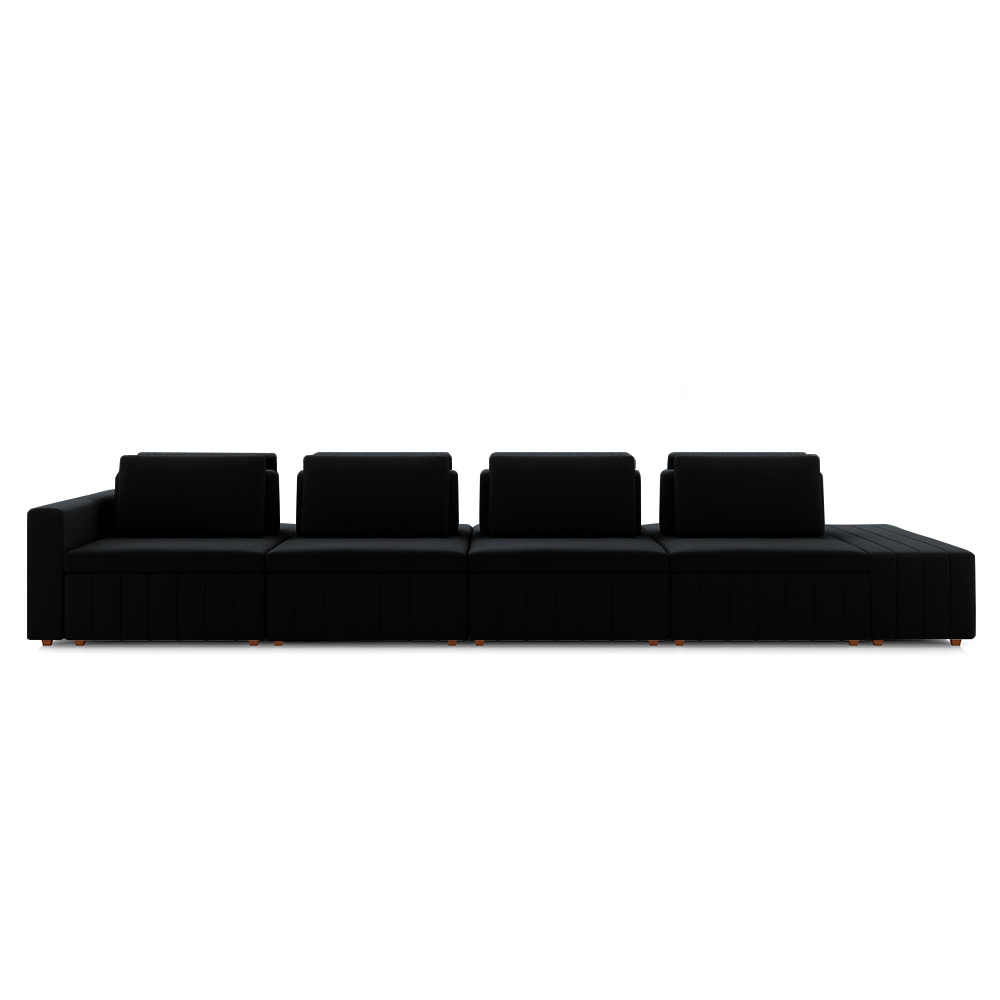 Sofá Ilha com Encosto e Almofadas Móveis Olimpo 425cm Modulado Veludo Preto G45 - Gran Belo