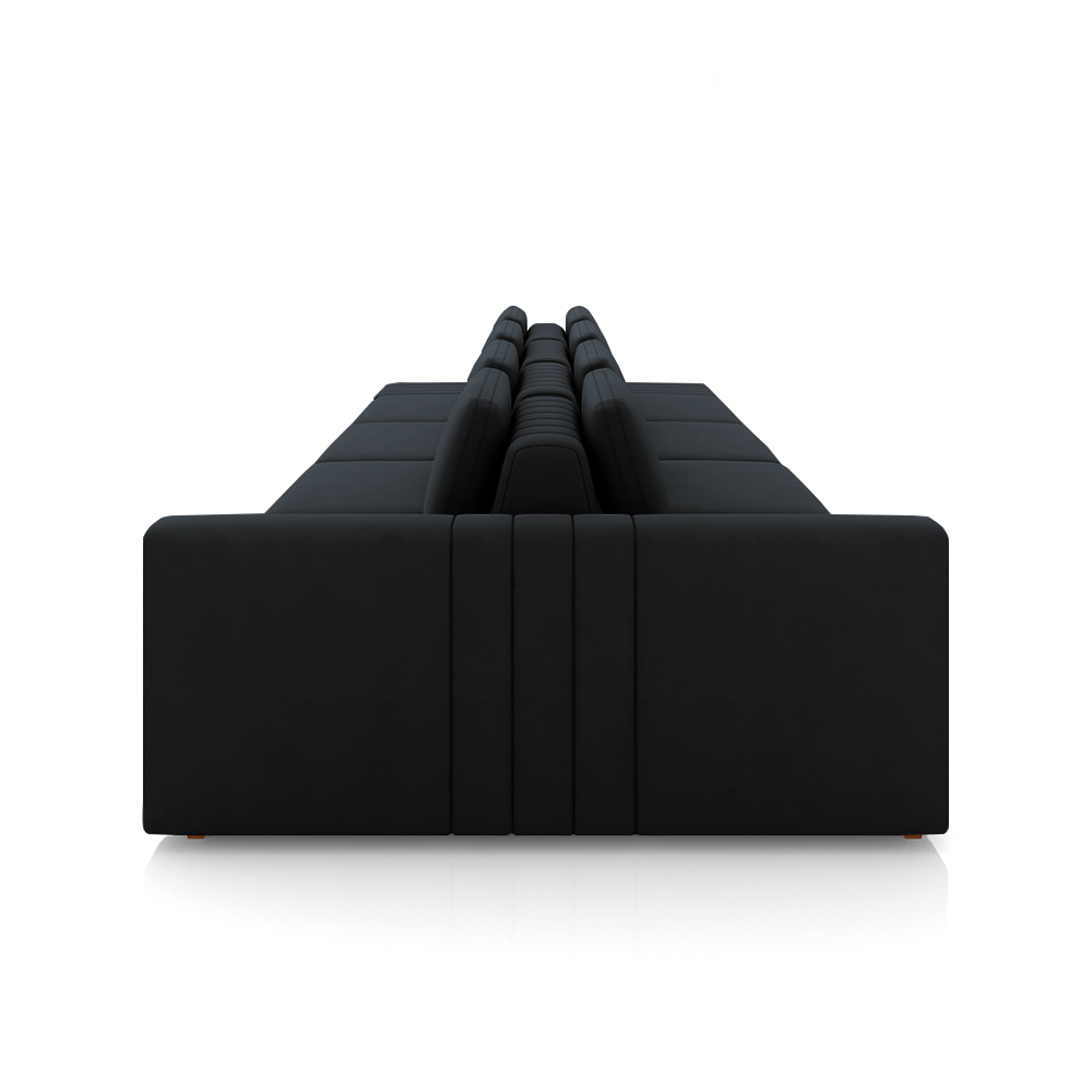 Sofá Ilha com Encosto e Almofadas Móveis Olimpo 425cm Modulado Veludo Preto G45 - Gran Belo