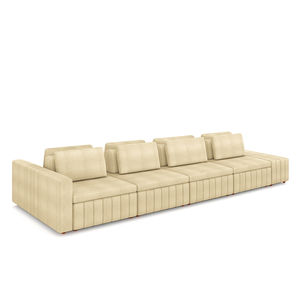 Sofá Ilha com Encosto e Almofadas Móveis Olimpo 465cm Modulado Bouclê Bege G45 - Gran Belo