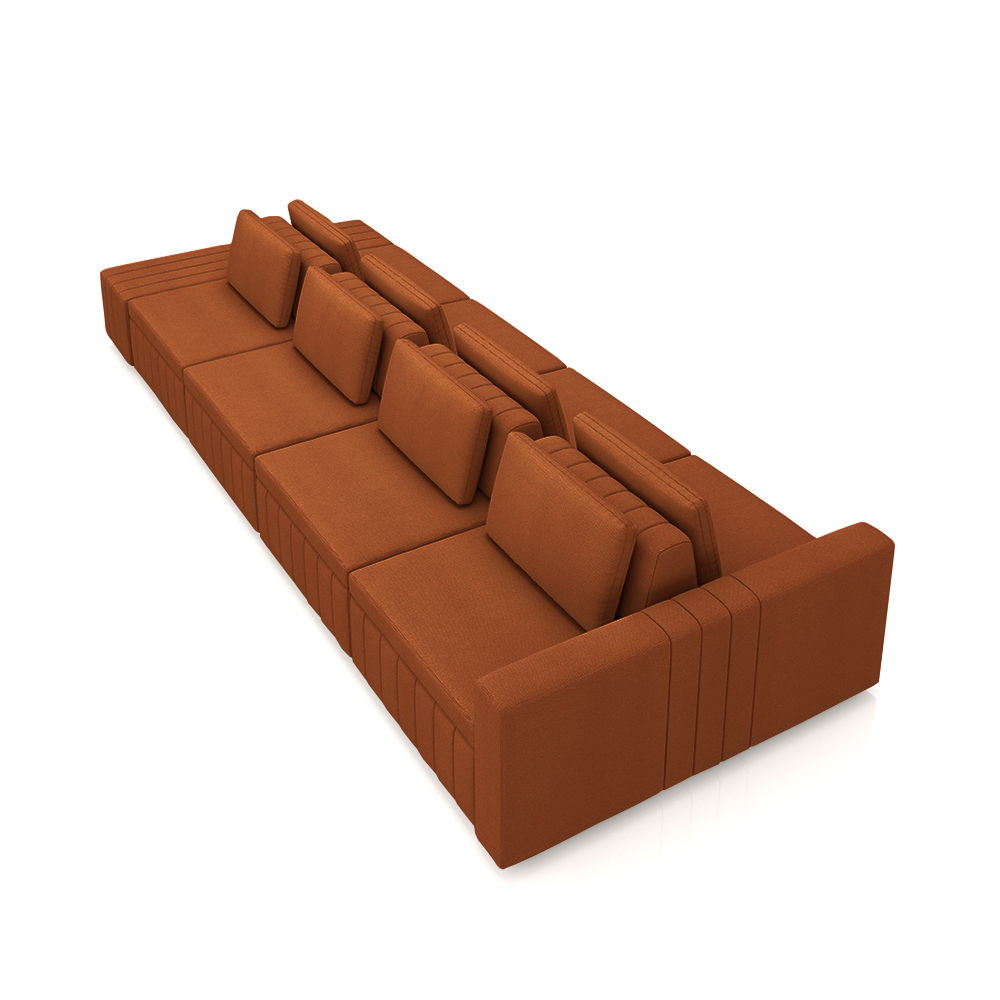Sofá Ilha com Encosto e Almofadas Móveis Olimpo 465cm Modulado Linho Terracota G45 - Gran Belo
