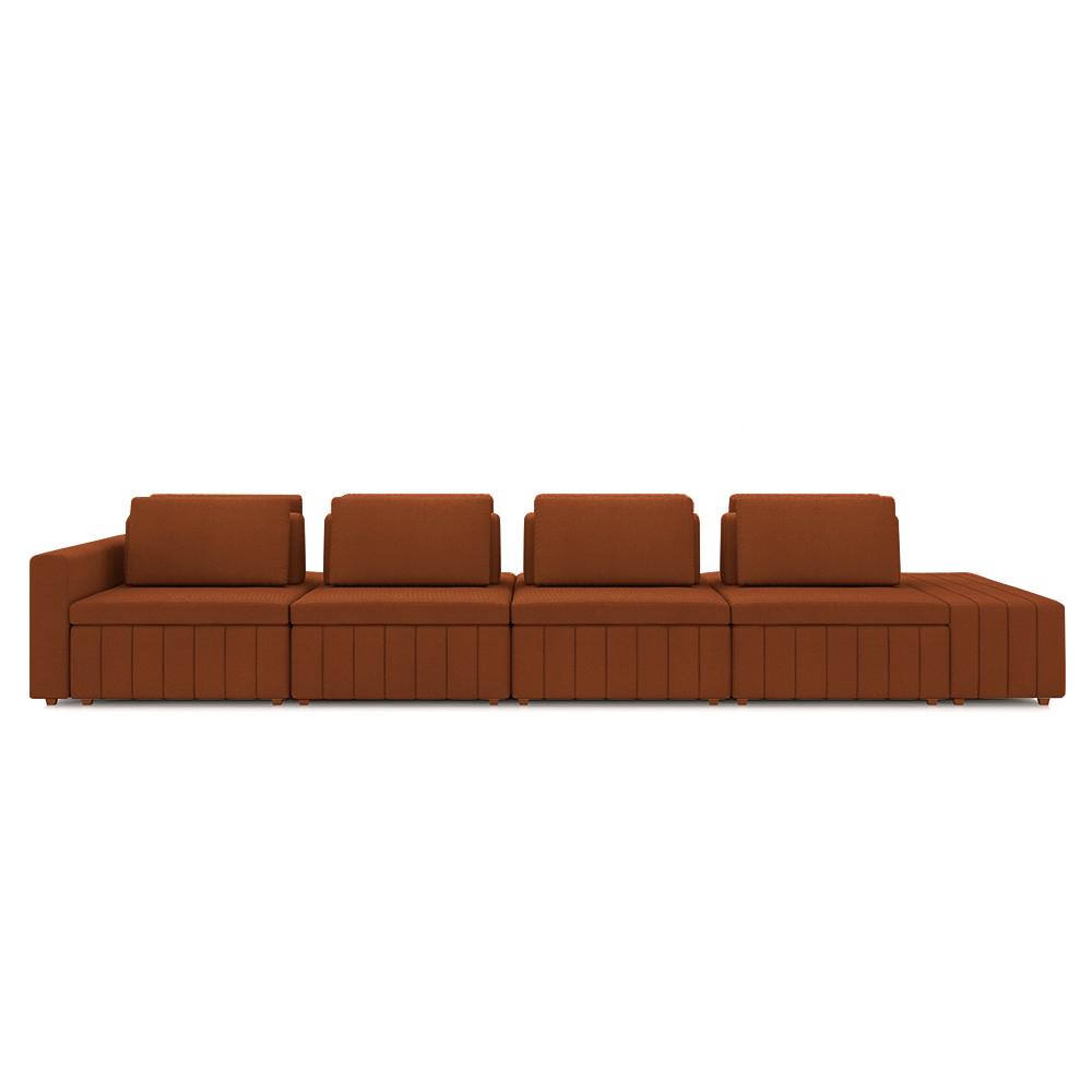 Sofá Ilha com Encosto e Almofadas Móveis Olimpo 465cm Modulado Linho Terracota G45 - Gran Belo