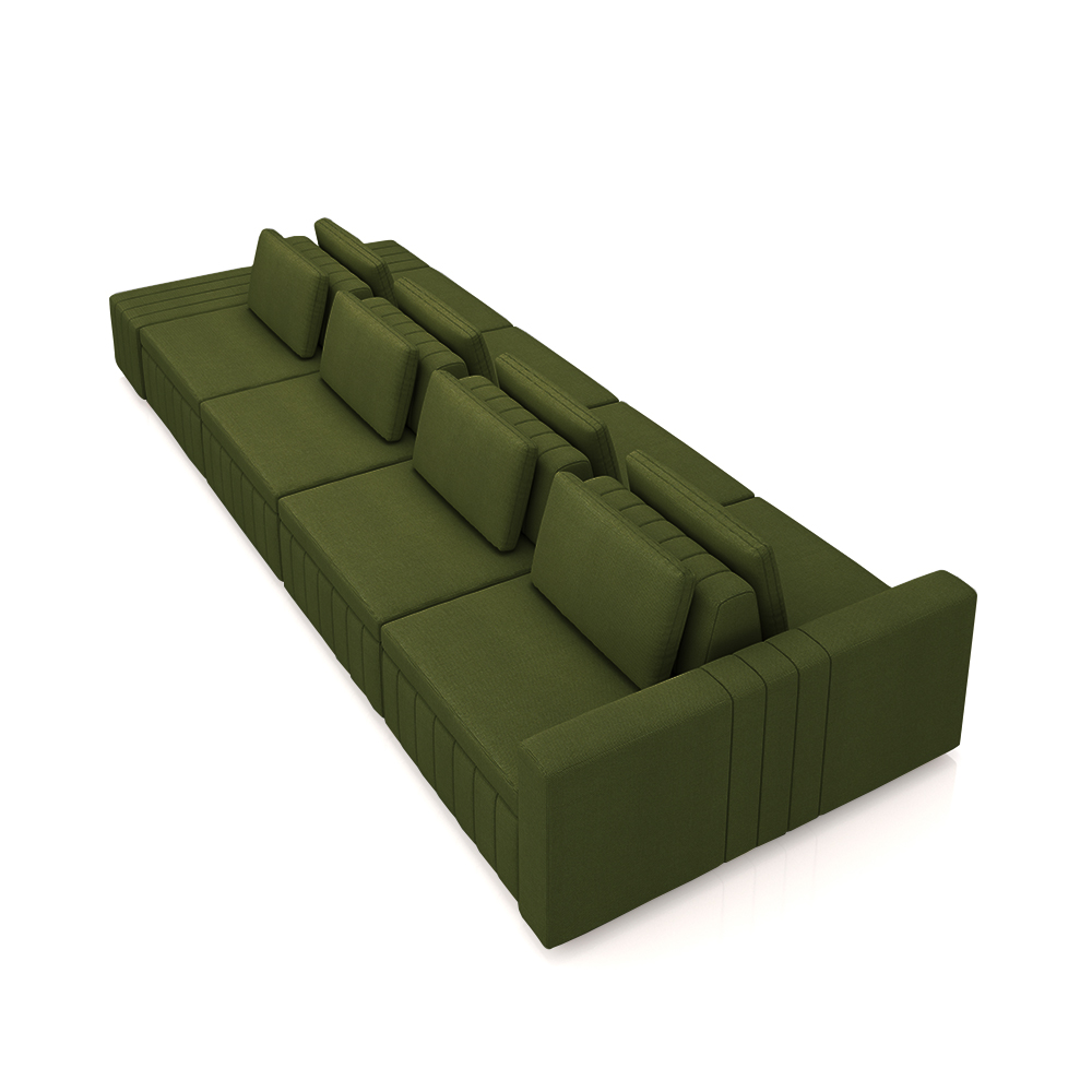 Sofá Ilha com Encosto e Almofadas Móveis Olimpo 465cm Modulado Linho Verde G45 - Gran Belo