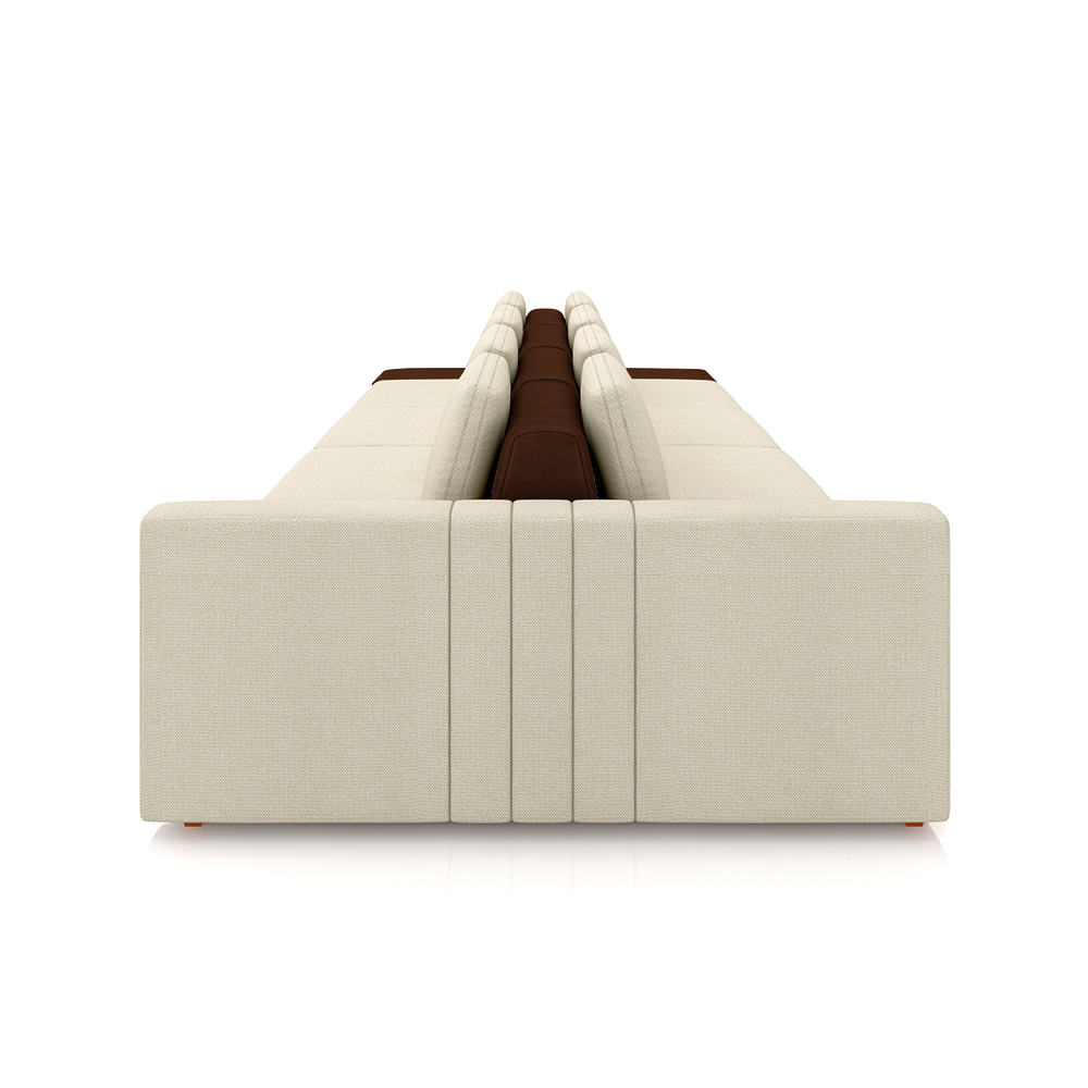 Sofá Ilha com Encosto e Almofadas Móveis Olimpo 465cm Modulado Linho/PU Bege/Marrom G45 - Gran Belo