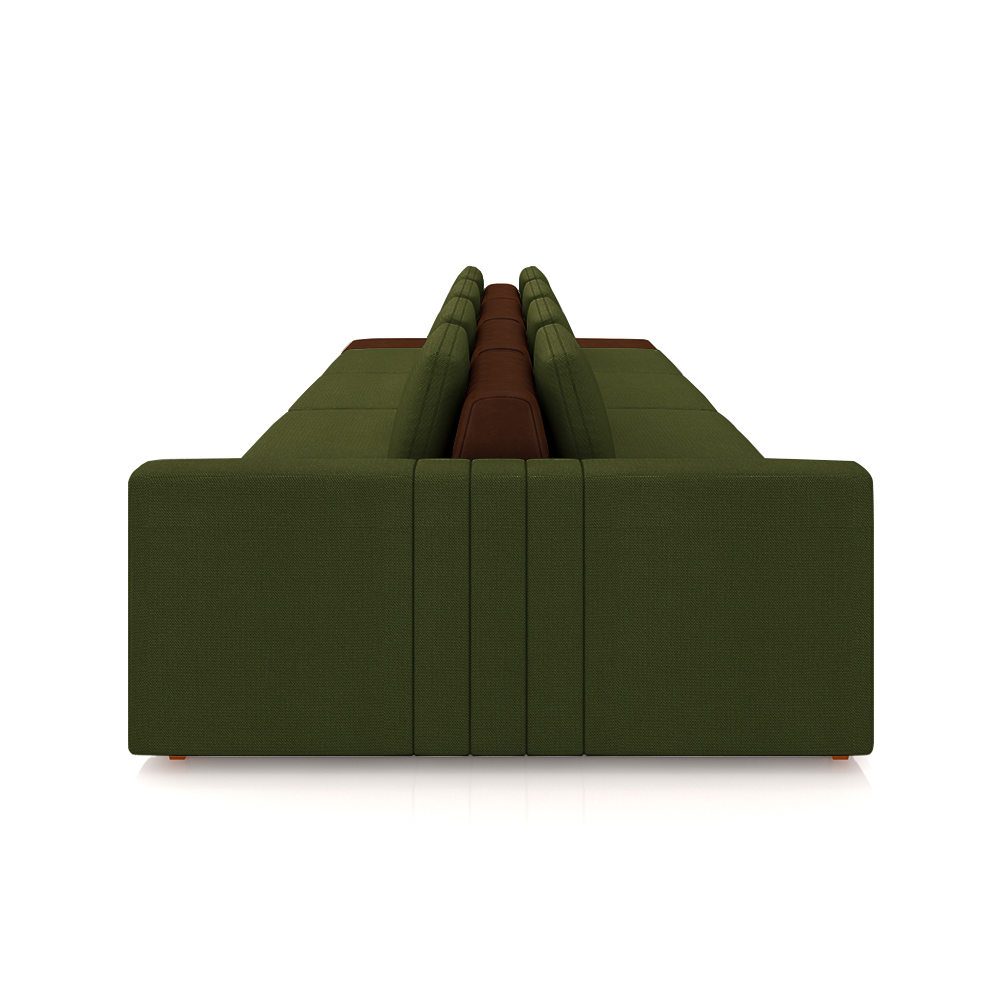 Sofá Ilha com Encosto e Almofadas Móveis Olimpo 465cm Modulado Linho/PU Verde/Marrom G45 - Gran Belo