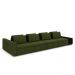 Sofá Ilha com Encosto e Almofadas Móveis Olimpo 465cm Modulado Linho/PU Verde/Preto G45 - Gran Belo