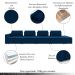 Sofá Ilha com Encosto e Almofadas Móveis Olimpo 465cm Modulado Veludo Azul Marinho G45 - Gran Belo