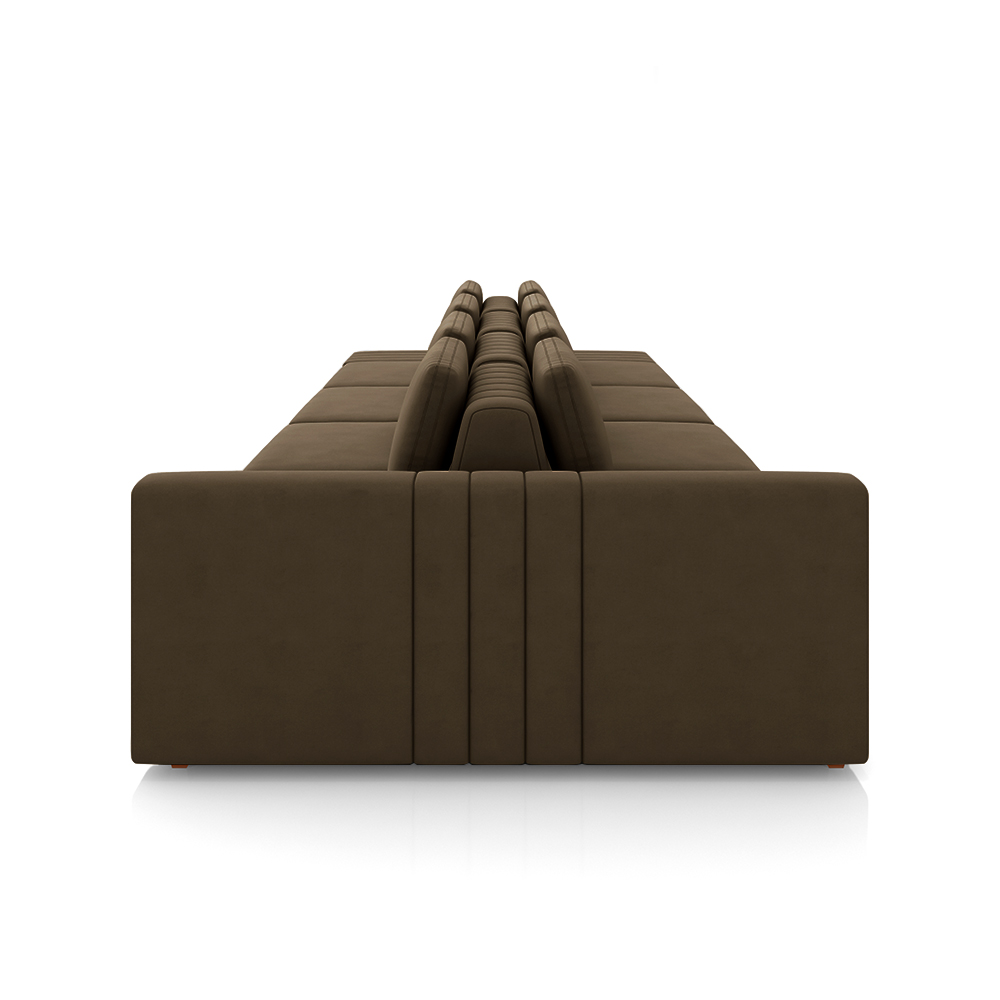 Sofá Ilha com Encosto e Almofadas Móveis Olimpo 465cm Modulado Veludo Marrom G45 - Gran Belo
