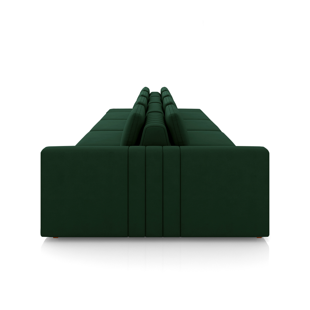 Sofá Ilha com Encosto e Almofadas Móveis Olimpo 465cm Modulado Veludo Verde G45 - Gran Belo